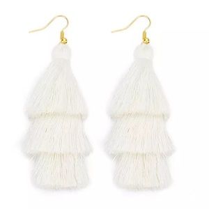 Restock🎉Boho 3Tiered White & Gold Tassel Earrings